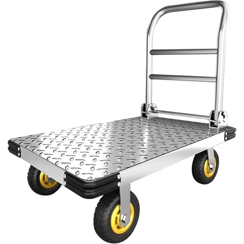 Heavy-Duty Steel Platform Cart, 36×24 Foldable Flatbed Dolly Cart with Swivel Wheels, 2200 LBS High Load Capacity