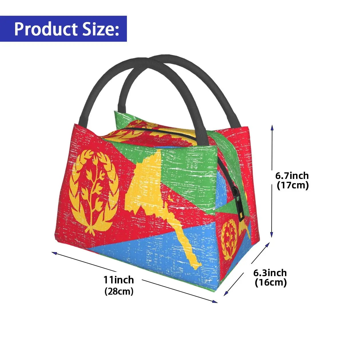 Flaga Erytrei Dumne Erytrei Torby na lunch Izolowane pudełko Bento Szczelne torby na lunch Torby piknikowe Torba termiczna termoizolacyjna dla kobiet i dzieci