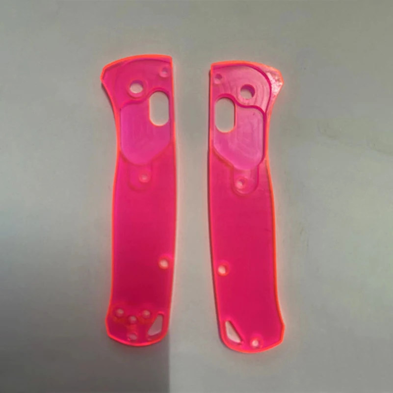 Custom Made Rose Red Transparent Knife Acrylic Handle Scales For Genuine Benchmade 535 Bugout Knives Grip DIY Make Accessories