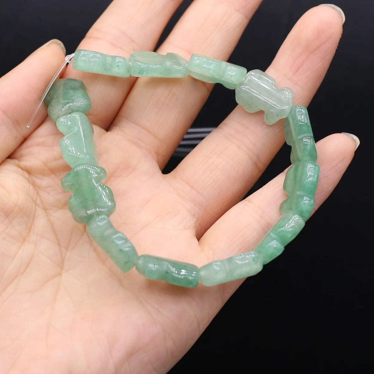 Natural Stone Green Aventurine Alien Bead 12x15mm Jewelry Making DIY Necklace Bracelet Accessory Gift 20cm