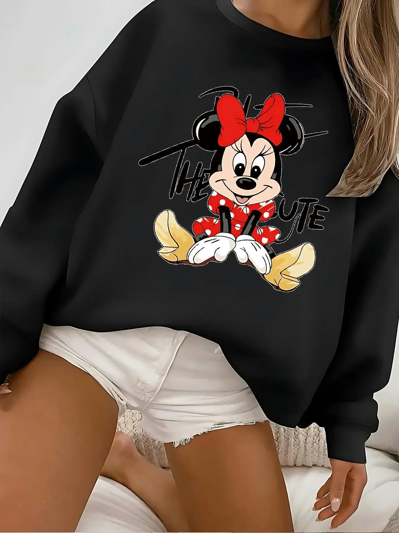 

Disney Mickey Mouse Pullover Sweater Fashion Oversized Unisex Crew Neck Sweater Autumn and Winter Fleece Casual Street Wear