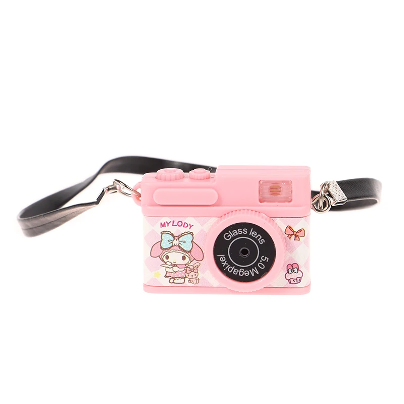 Correa de muñeca modelo de cámara SLR con disparador Flash, juguetes de cámara de casa de muñecas, Mini collar de cámara Sanrio, colgante de muñeca para vestir