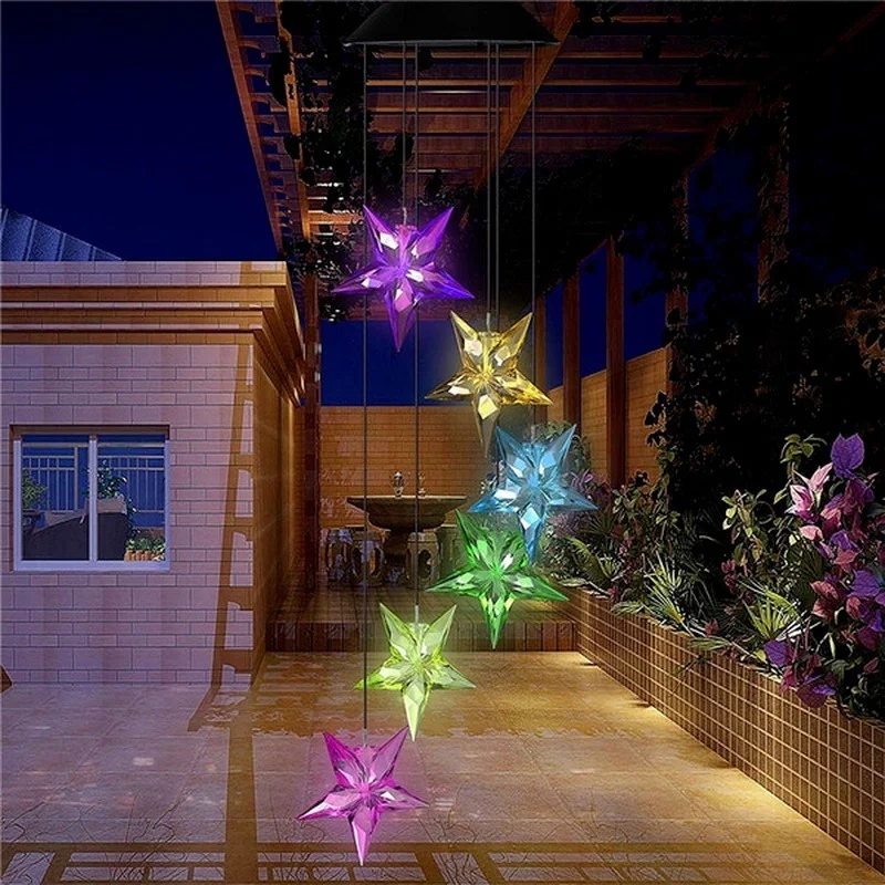 Carillón de viento solar LED - Cristal colibrí, luz cambiante
