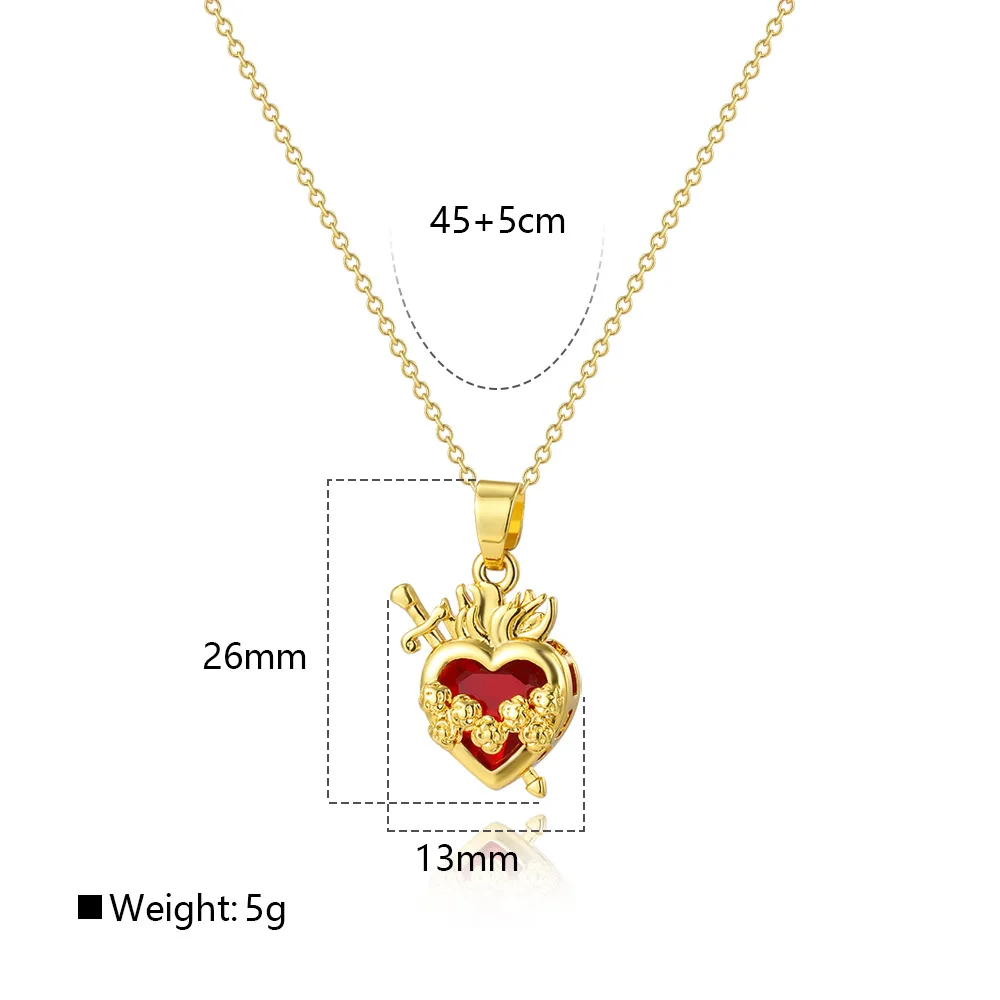 4 European and American cold wind red crown love pendant copper O-word necklace light luxury temperament women's jewelry