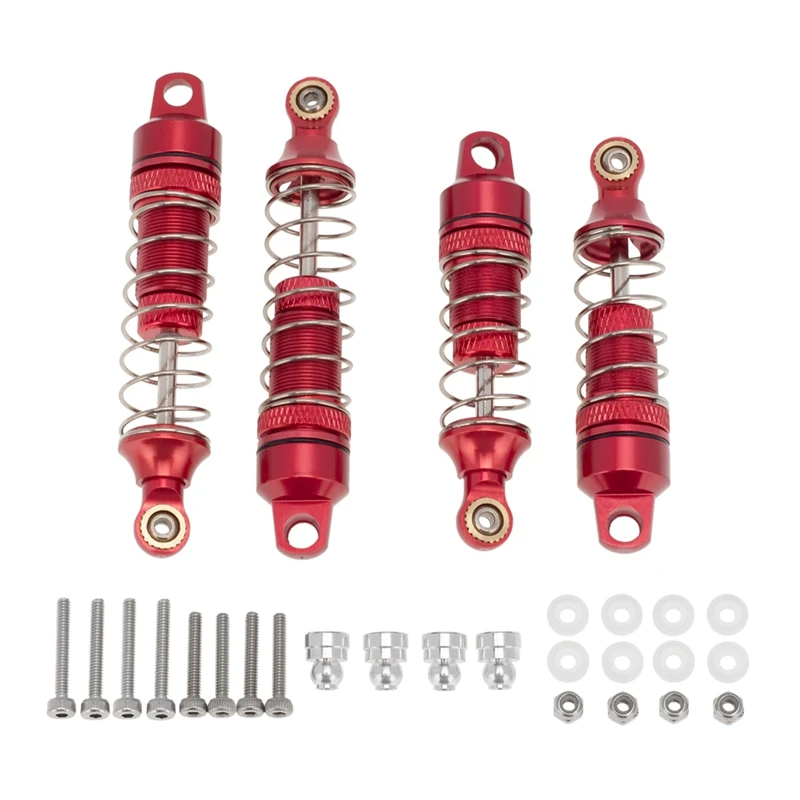 4Pcs Metal Front & Rear Shock Absorber Spring Dampers For Losi 1/18 Mini-T 2.0 2WD Stadium Truck Upgrade Replacement Parts Red