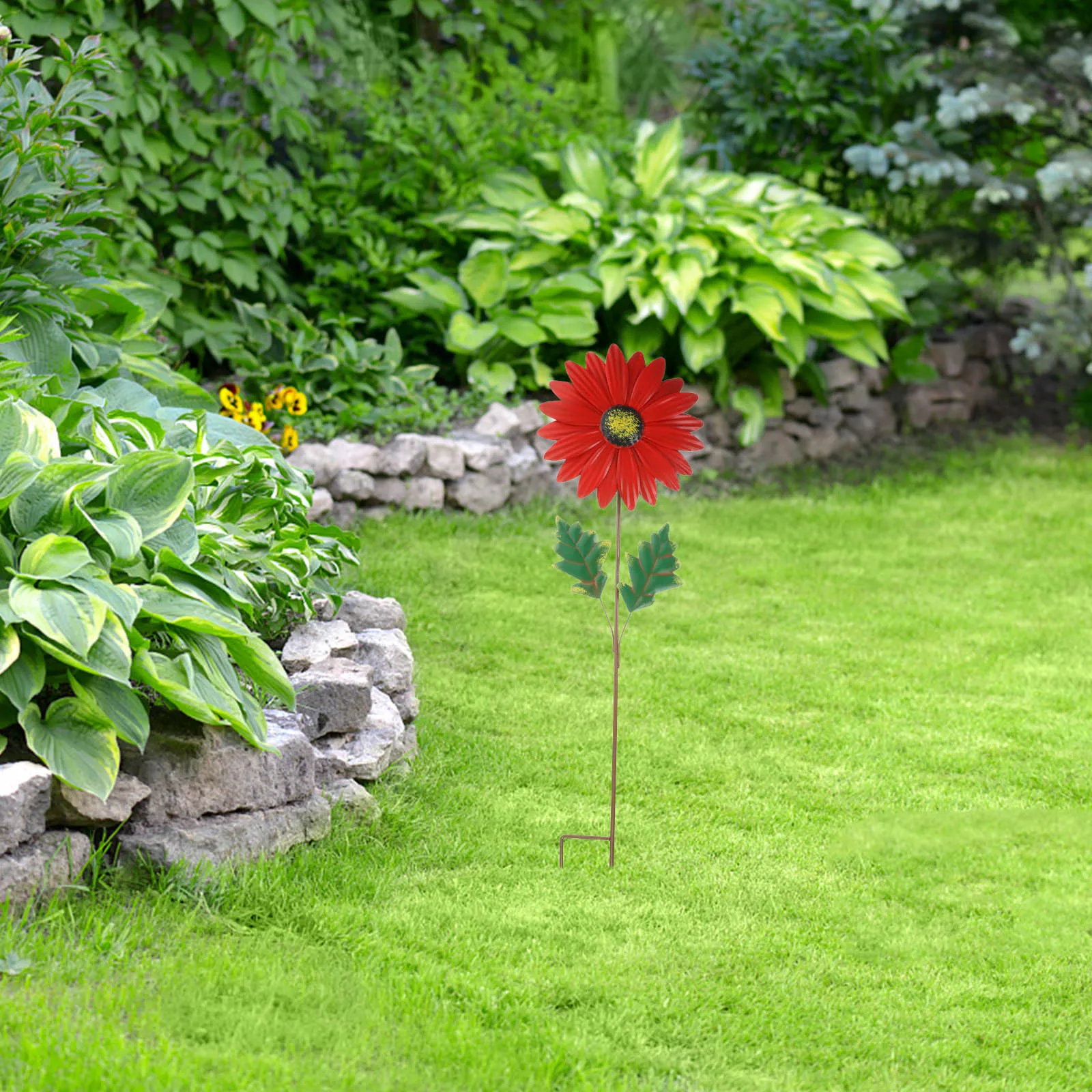 

Wrought Iron Flower Decoration Red Color Garden Metal Spring Driveway Yard Outdoor Decor Lawn Stakes Flower Bed Pathway spring