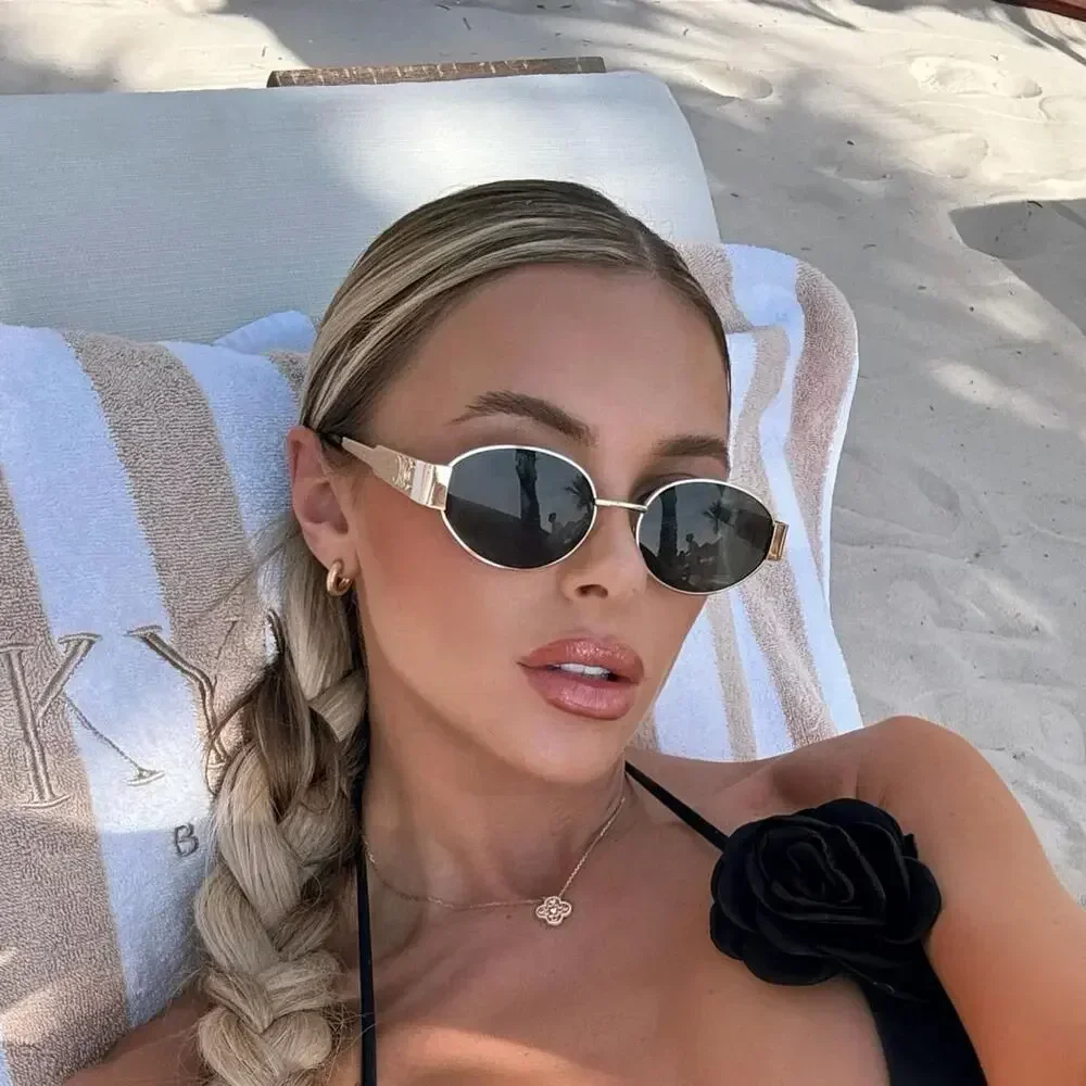 

FashionWomen's Oval Sunglasses 2024 Trends Luxury Brand Designer Punk Sun Glasses For Ladies Vintage Small Eyewear Female UV400