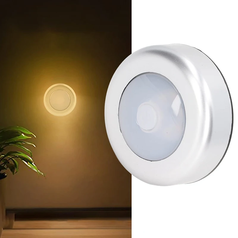 Stick On Wall Lights 3.5W Cute Led Push lights Stepless Dimming Battery Powered Stick on Night Light for Closets Counters