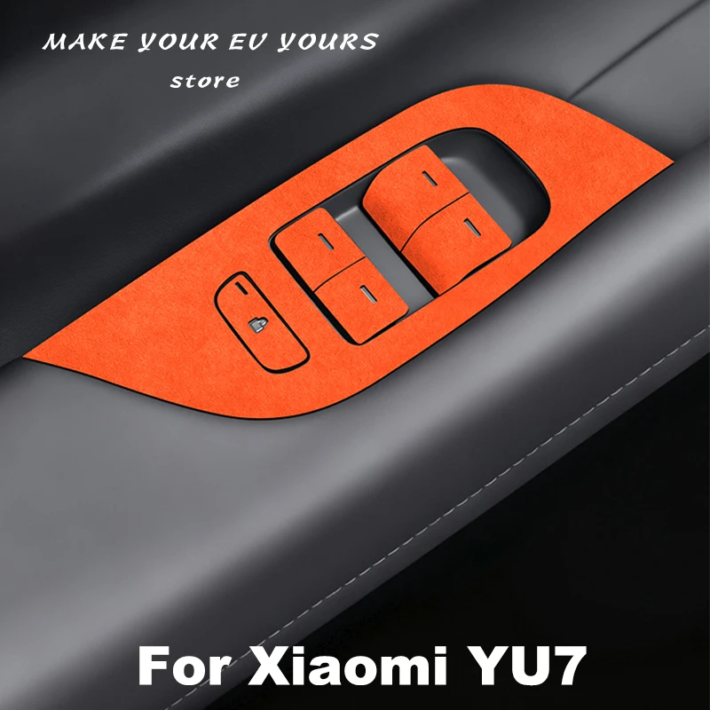 

For Xiaomi YU7 2025 2026 Car Glass Internal Window Lift Suede Sticker Decorative Patch Alcantara Accessories