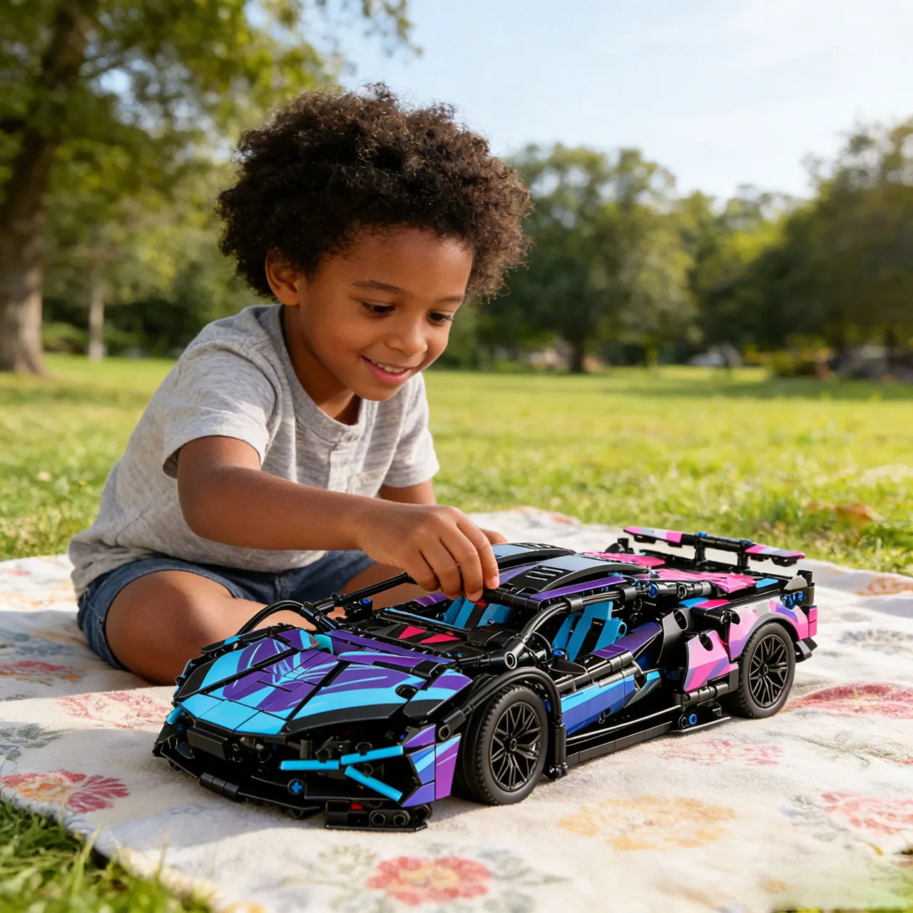 

Boys Lamborghini sports car mechanical group building block toy compatible with Lego particle car model Christmas birthday gift
