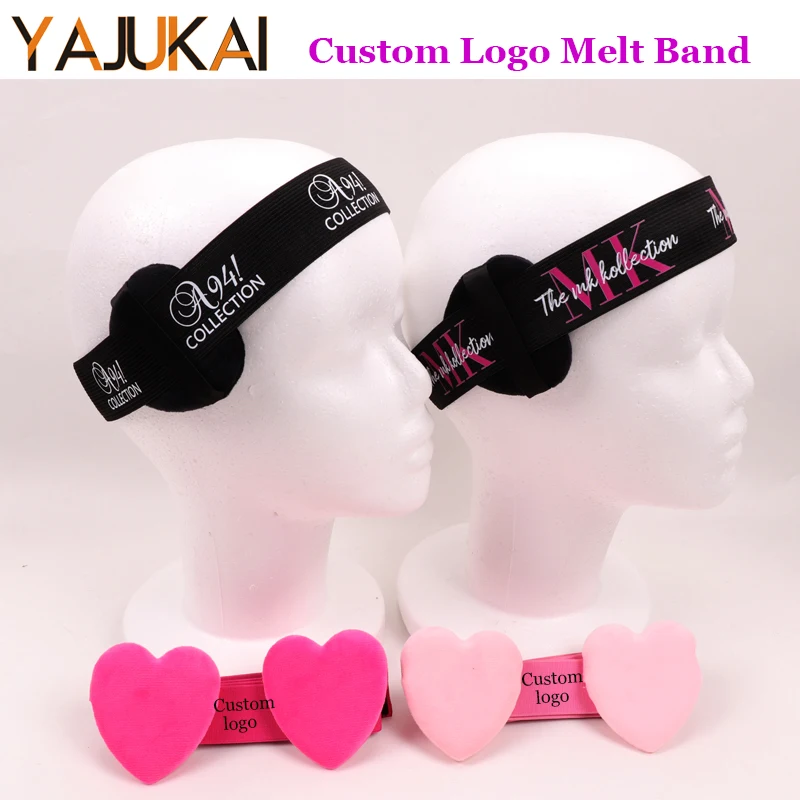 Custom Lace Band With Logo Wig Band With Comfortable Ear Muffs 10/20Pcs Lace Melting Band With Ear Protector Personalized Brand