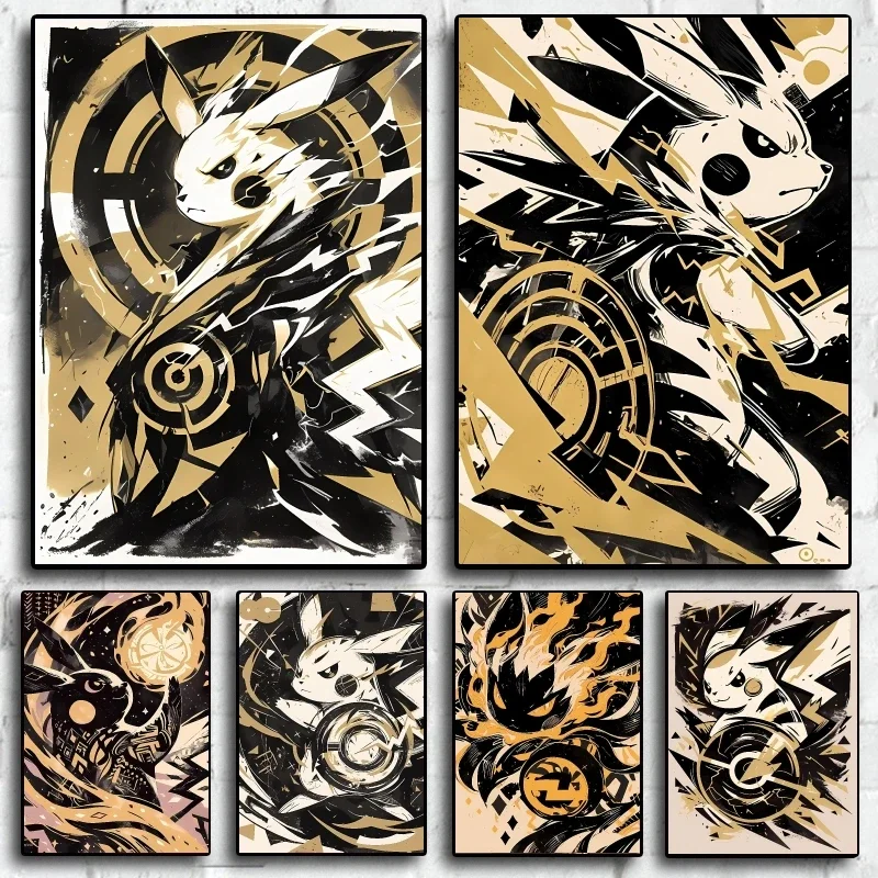 Anime Posters Pokemon Pikachu Classic Canvas Paintings Wall Decoration Living Room Modular Prints Cartoon Character Picture