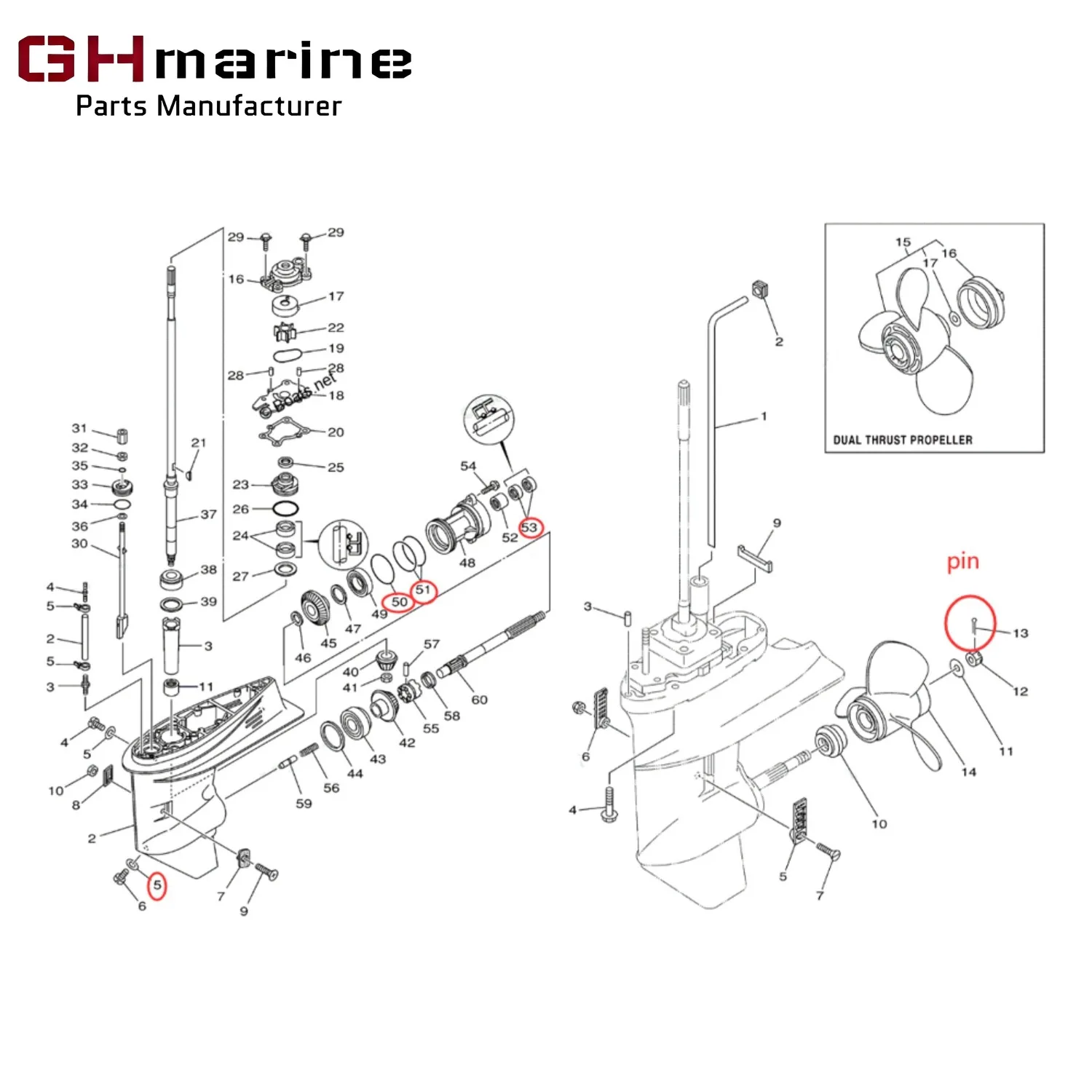 Outboard Lower Unit Prop Shaft Gearcase Oil Seal Kits for Yamaha 2/4 str 30 40 50 60HP 93210-74775 93101-22067 93101-22M00