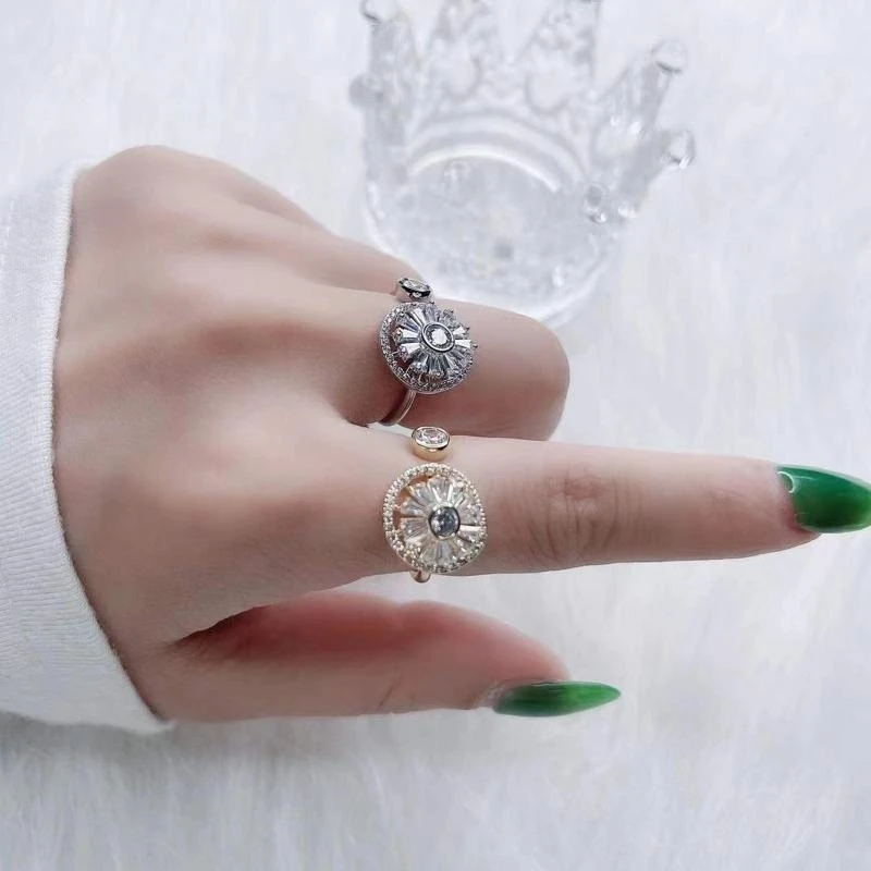 G92D Girl's Rotatable Calming Worry Meditation Ring Birthday Christmas Jewelry Gifts