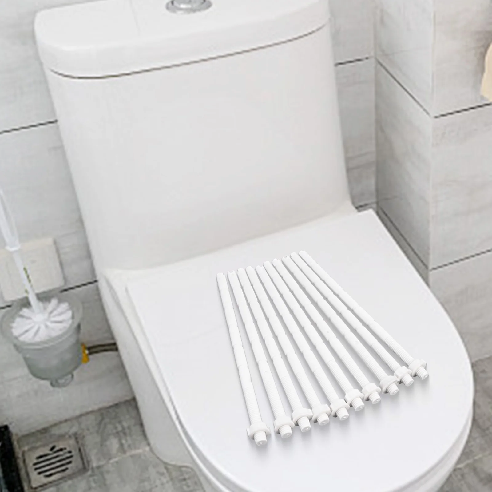 10pcs Bathroom Toilet Flush Button Rods Replacement Set with Dual Push Button Plastic Rods for Toilet Tank Repair