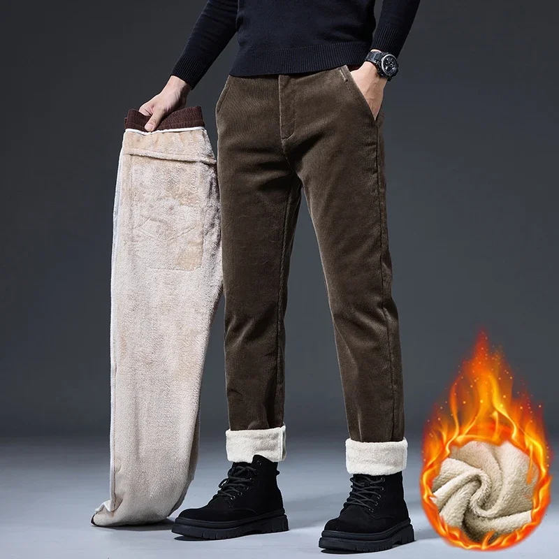 Calças casuais masculinas de v - Corduroy Pant Warm avaliação e preço