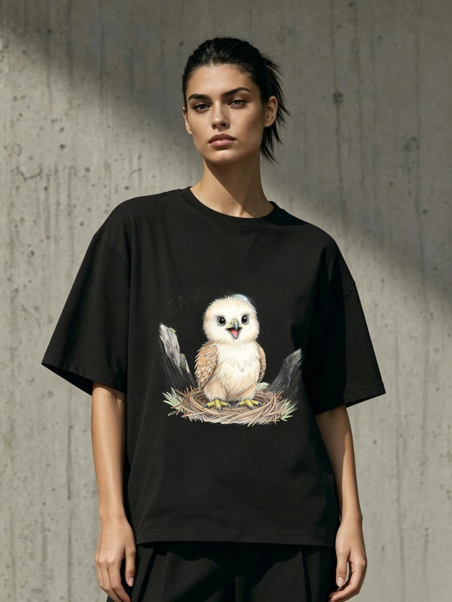 T-shirt pour femme avec motif cœur compassé, en coton de qualité, doux et confortable, vêtement décontracté d'été, design imprimé tendance et cool