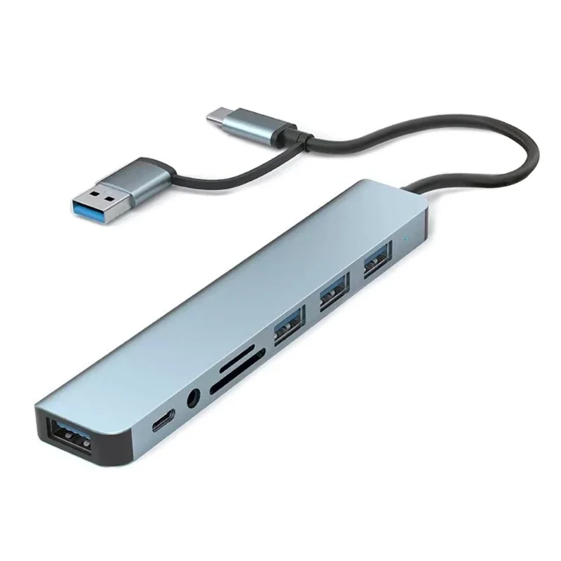 

USB TypeC Hub 6 in 1 Adapter with 4 USB Ports and Card Reader Slot for Computer and Tablets Dropship