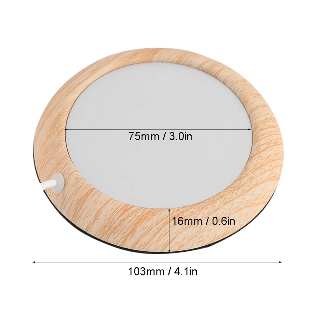 Coffee Mug Warmer Wood Grain USB Heater Pad Low Power Electric Heater Coaster 5W Iron Aluminum Plate Beverage Warmer Office Desk