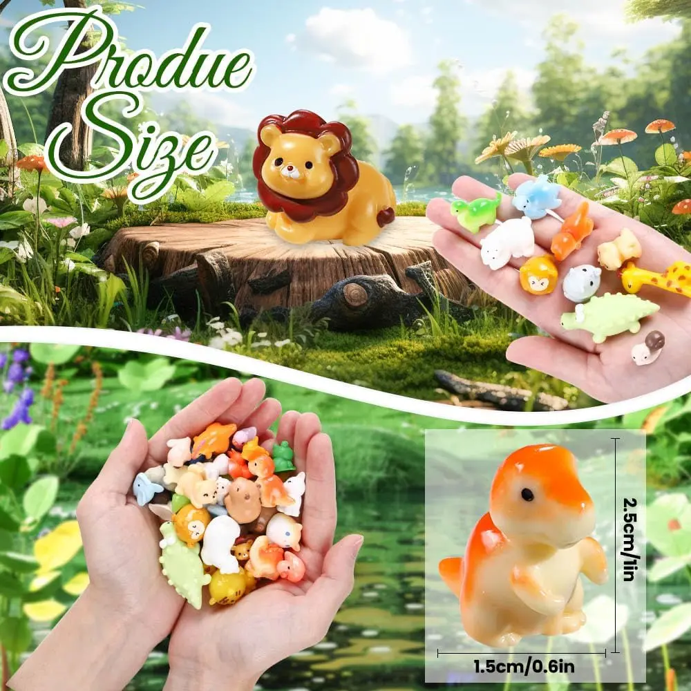 36pcs Mini Resin Animal 36 Styles Tiny Resin Animals Miniature Small Animal Figures for Micro Fairy Garden Landscape Accessories