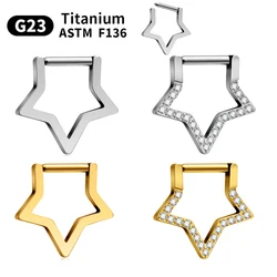 G23 Titanium ASTM F136 Nose Ring Hoop Earring for Women Piercing Body Jewelry five-pointed star 2025 NEW  fashion Jewelry