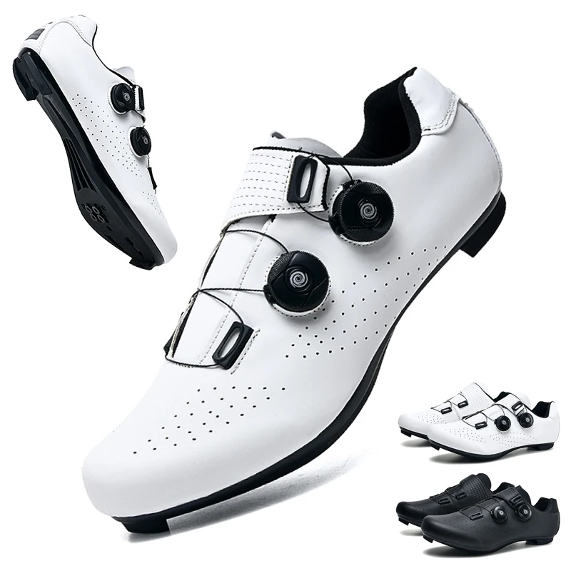 

New Men Cycling Sports Shoes Outdoor MTB Shoes PU Leather Breathable Lightweight SPD Lock Shoes Women Racing Pedal Bicycle Shoes