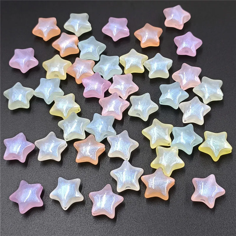 10Pcs Acrylic Star Beads 14mm Sparkling Makaron Color Pentagram Beads Fashion DIY Material Necklace Earrings Making