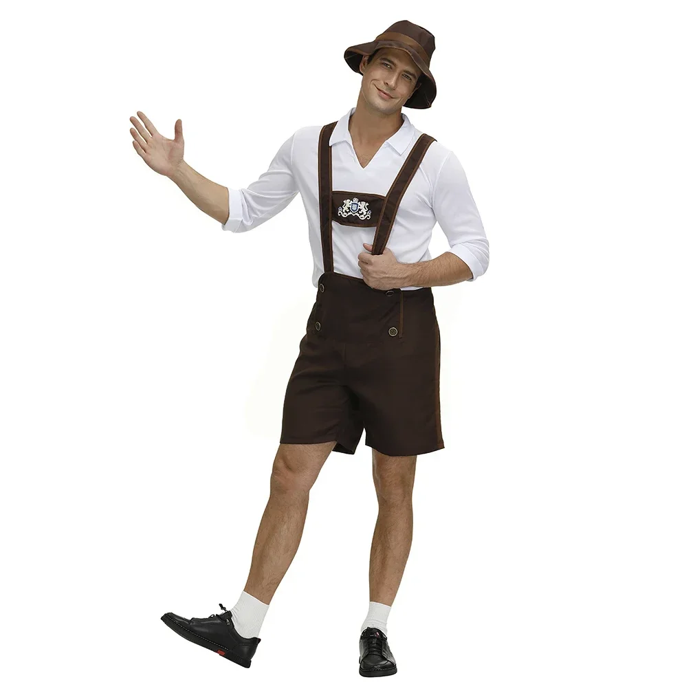 Men's Bavarian Costume Oktoberfest Outfit Lederhosen Mens Costume Beer Fancy Dress Halloween Costumes for Men Cosplay Disguise