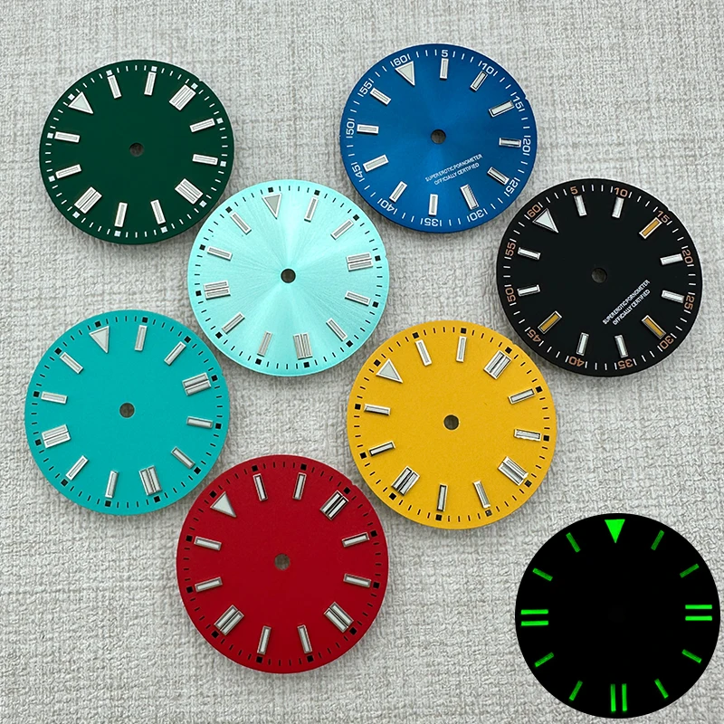 28.5mm Dial Green Luminescent NH35 Dial No Date Window Fit For NH35 2815 2836 Movements Watch Dial Replacement Parts