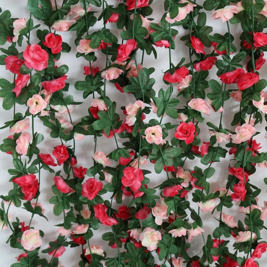 

10PCS Artificial Rose Flowers Wedding Home Room Table Wall Decoration Outdoor Yard Garden Arch Christmas Rattan DIY Fake Plants