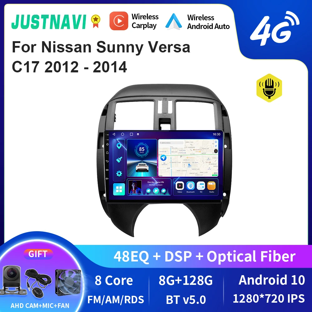 

JUSTNAVI QT10 беспроводной CarPlay Android авто радио для Nissan Sunny, Versa C17 2012 - 20 стерео автомобильный мультимедийный видеоплеер GPS