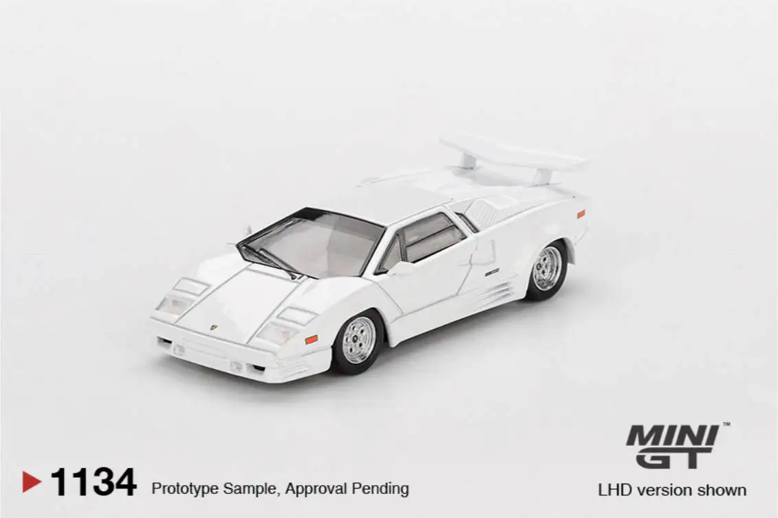 MINIGT 1134 1:64 Lamborghini Countach 25th Anniversary White Diecast Car Model In Stock Ready To Ship