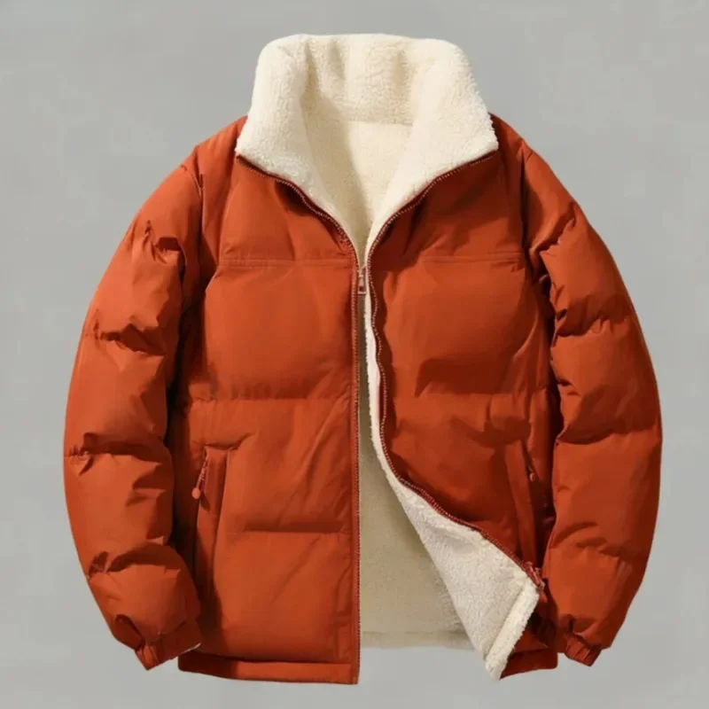 

High Quality Stand Up Collar Double-sided Lamb Wool Cotton Coat for Winter, Unisex Couple Style Cotton Coat,Thick and WarmJacket