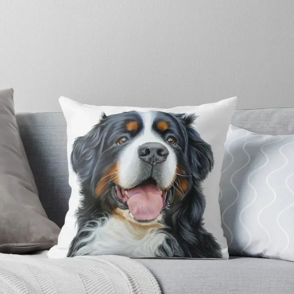 

Happy Bernese Mountain Dog - Joyful Porthos Throw Pillow christmas supplies New year pillow
