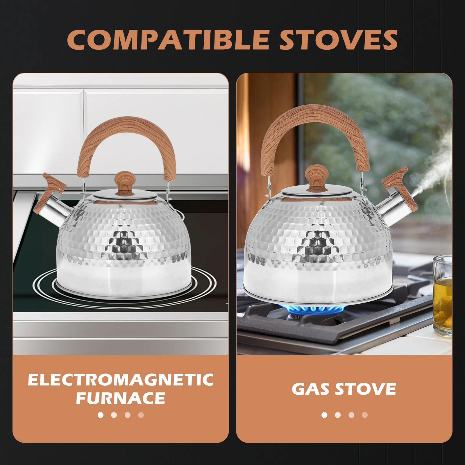 

1pc Stainless Steel Whistling Kettle Heat Resistant Tea Kettle For Home Use Wide Mouth Water Heating Pot Kitchen