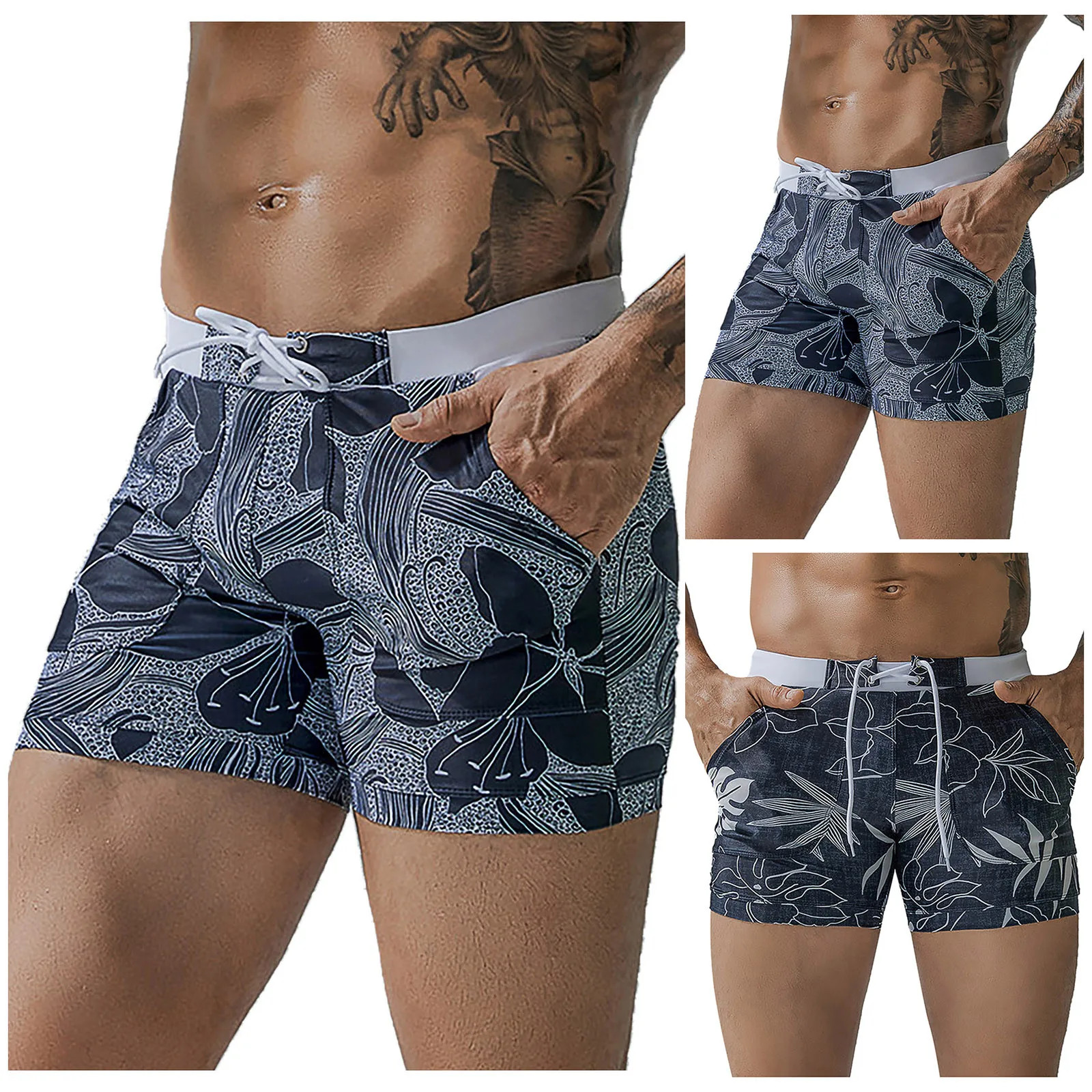 Mens Swim Trunk Swimwear Bathing Suit Swim Brief Square Leg Board Short