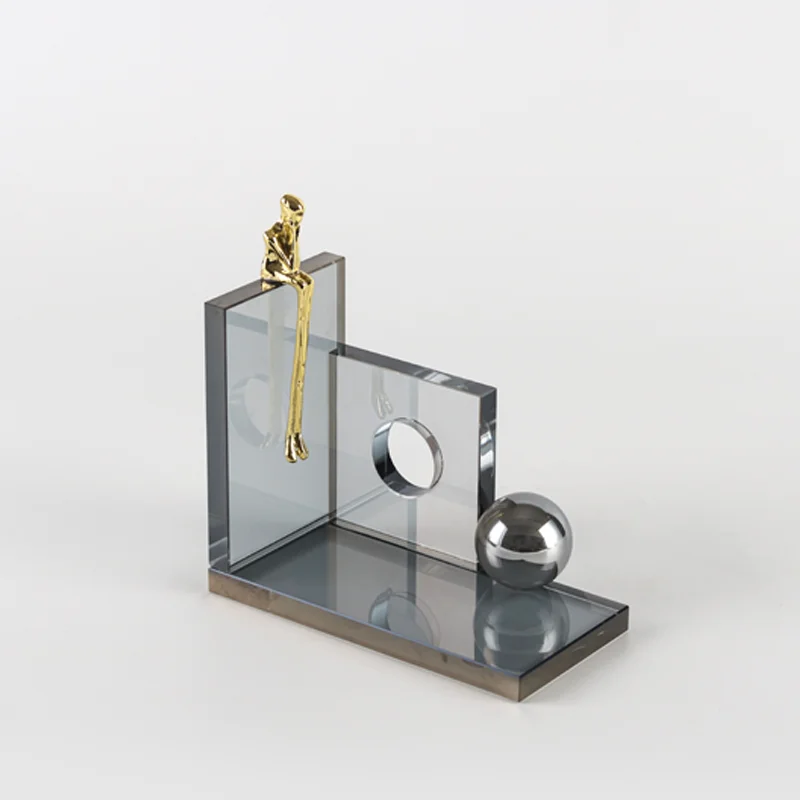 

Art Deco Home Decor Small Crystal and Metal Vertical Ornament Knick-Knacks for Room Decor
