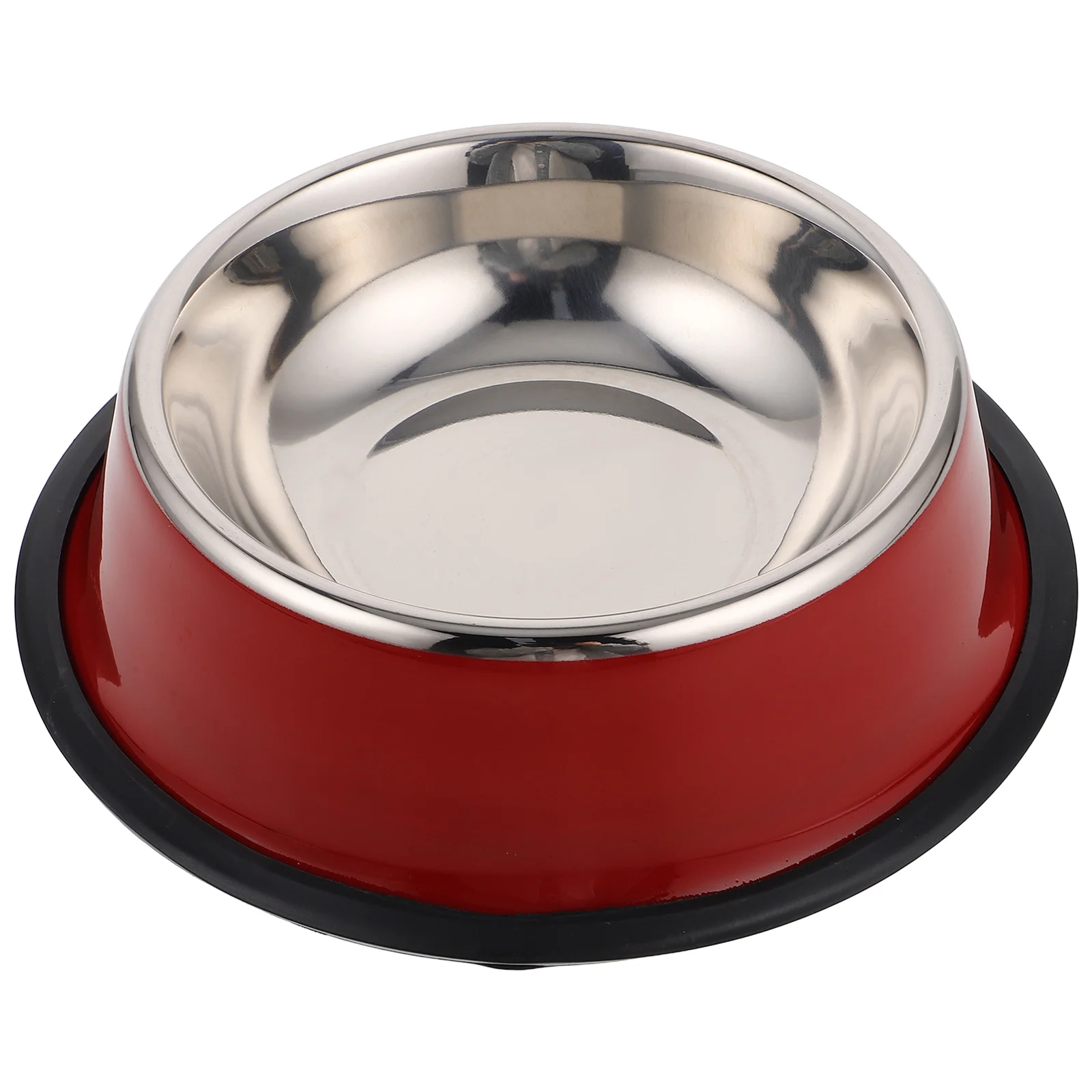 1Pc 18cm Stainless Steel Pet Bowl Feeder Food Basin for Dog Cat Red Double Design Anti Overturn Home Decor