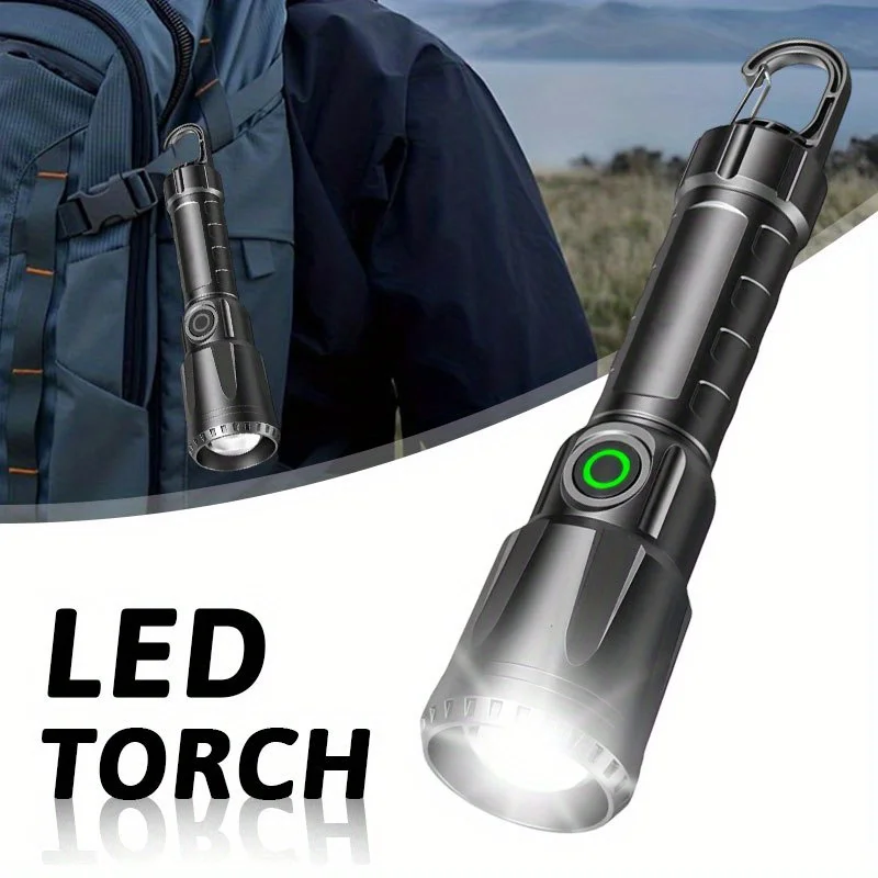 Super Bright LED Flashlight USB Rechargeable Flashlights with Tactical Zoom High Power Spotlight Outdoor Camping Fishing Torch