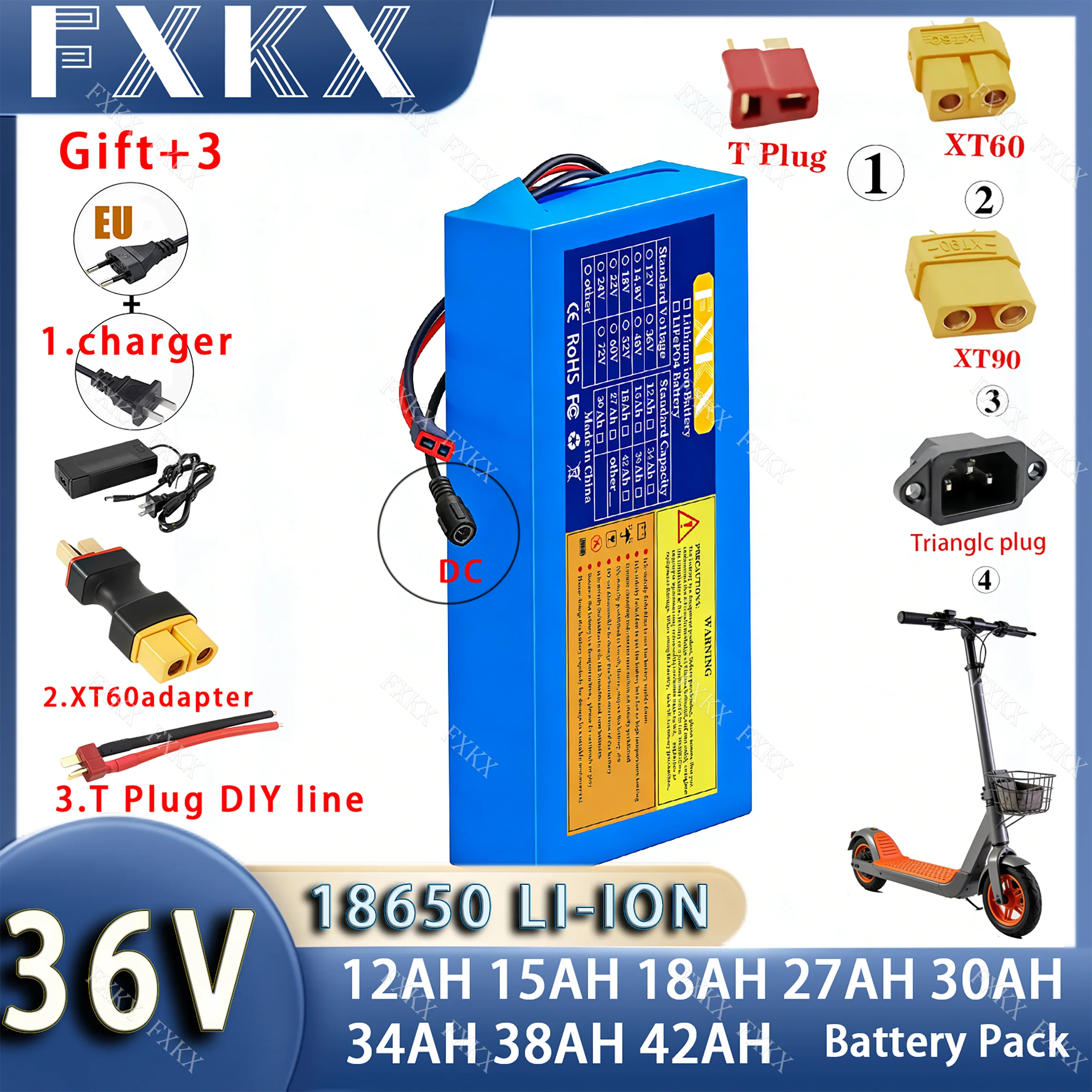 

Новый литиевый аккумулятор 36 В, 12 Ач, 15 Ач, 18 Ач, 27 Ач, 30 Ач, 34 Ач, 38 Ач, 42 Ач, с BMS 1500 Вт для литий-ионного аккумулятора для электронного скутера 42 В