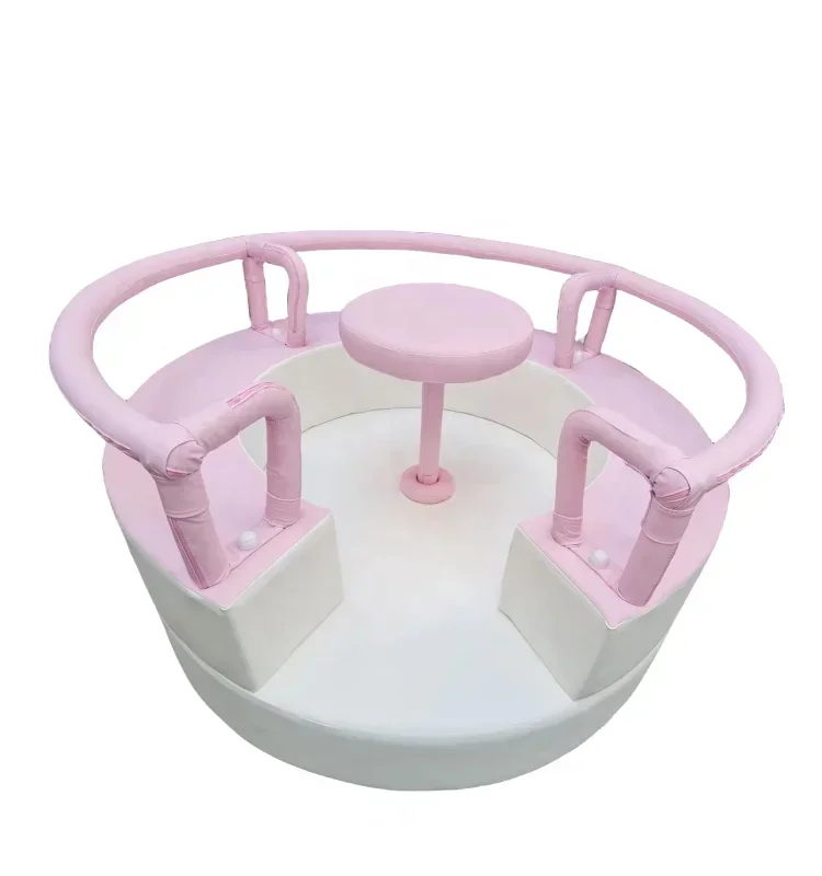 

pastel color electric carousel soft play merry go round soft play equipment for naughty castle