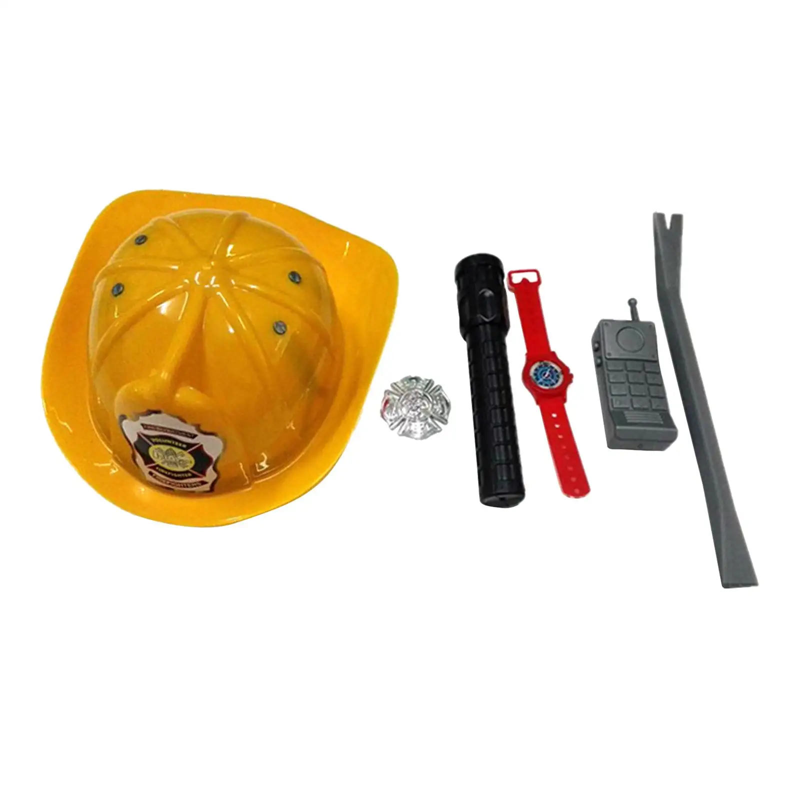 6Pcs Kids Fireman Role Play Toy Flashlight Fireman Pretend Play Accessory Set for Photo Props Performance Show Halloween Parties