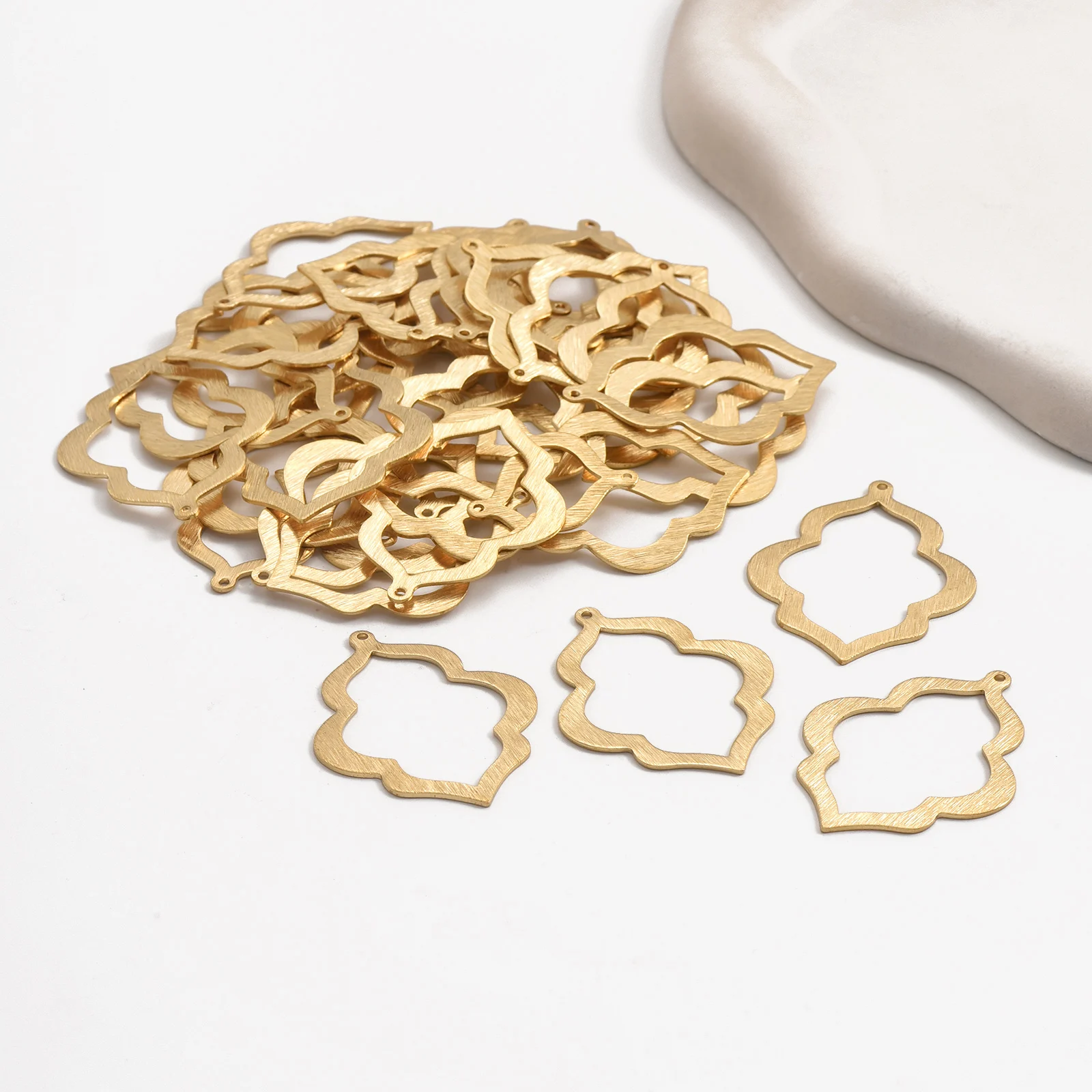 6 Pieces of Brass Single Hole Brushed Gourd Shaped Pendants, Minimalist Earrings, Necklace Pendants, DIY Fashion Accessories