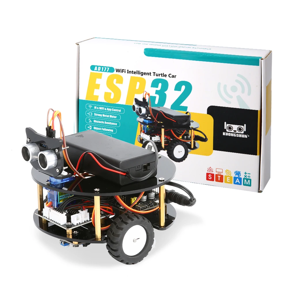 Wielofunkcyjny inteligentny samochód Robot mały żółw KUONGSHUN dla dzieci ESP32 Arduino Robot step programowalne zestaw z robotem