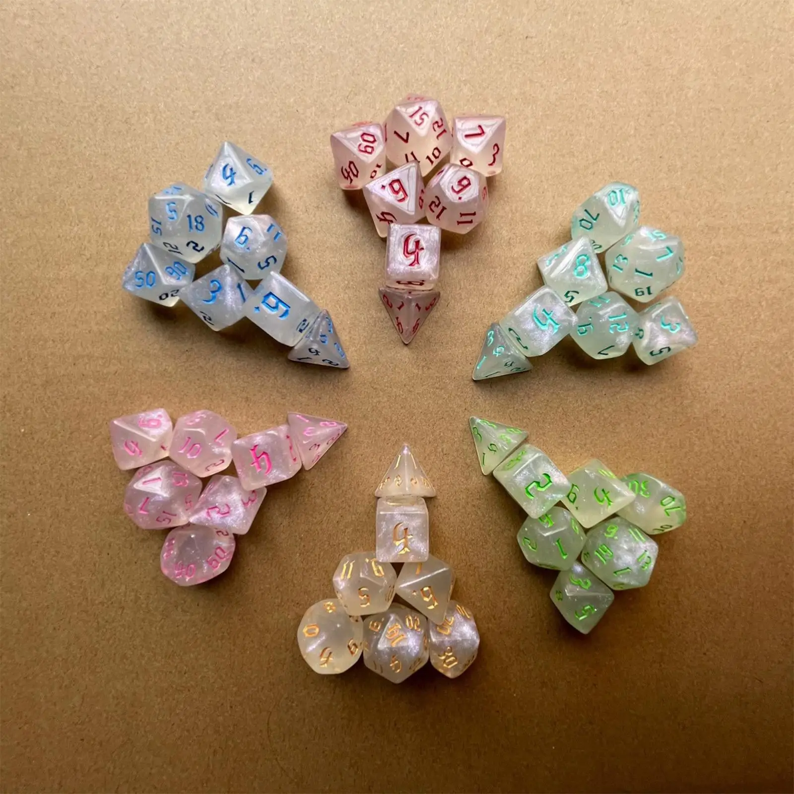 

7x Polyhedral Dices Set Durable Transparent Multifunctional D8 D10 D12 D20 Toys