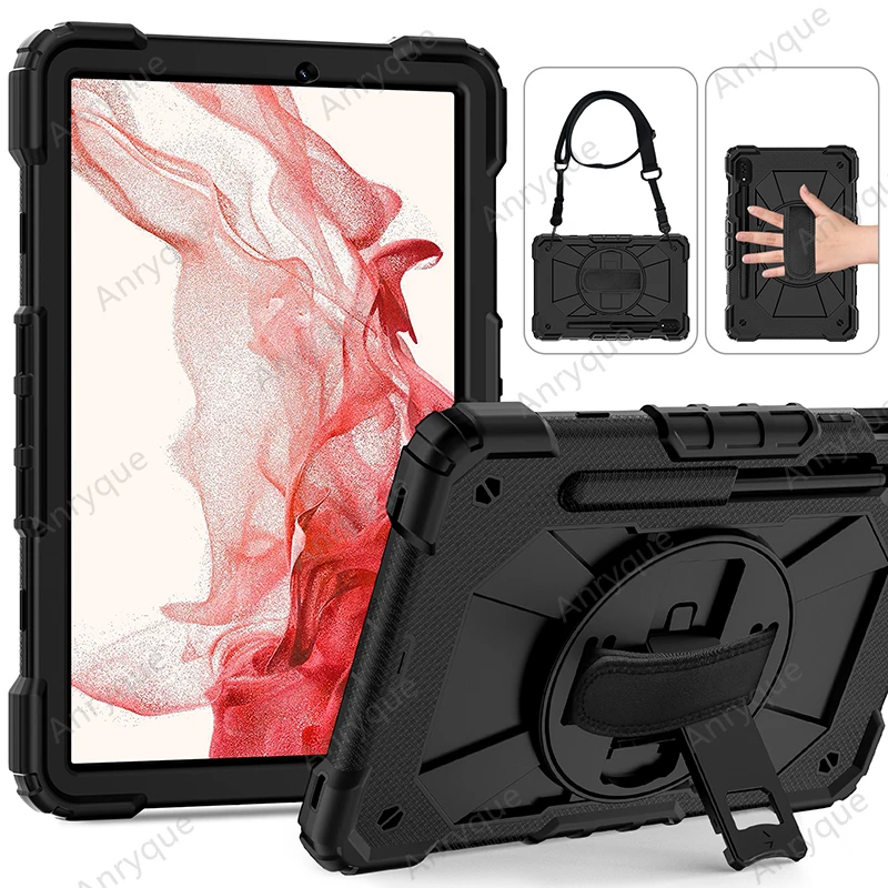 

Case For Samsung Galaxy Tab S7 S8 11 Inch Case for SM-T870 T875 T878 X700 X706 Shocproof Kids Safe Shoulder Strap Tablet Cover