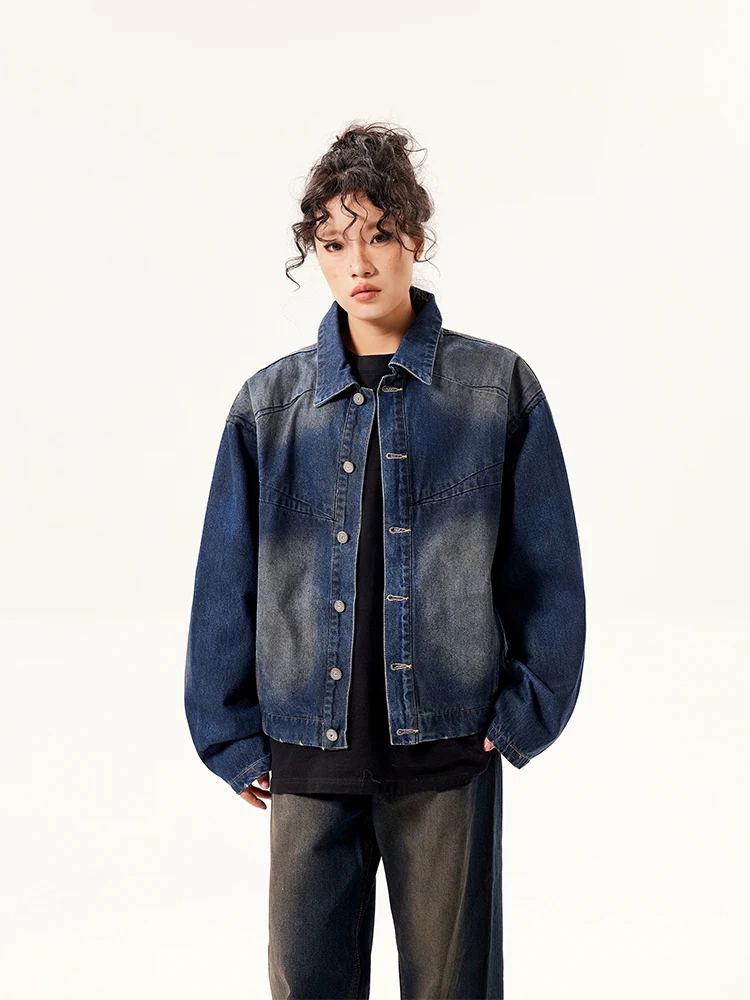 

Комплект из джинсовой куртки и брюк в стиле ретро-американского дизайна, деконструированный, из плотного денима, для женщин, осень-зима, универсальный, модный