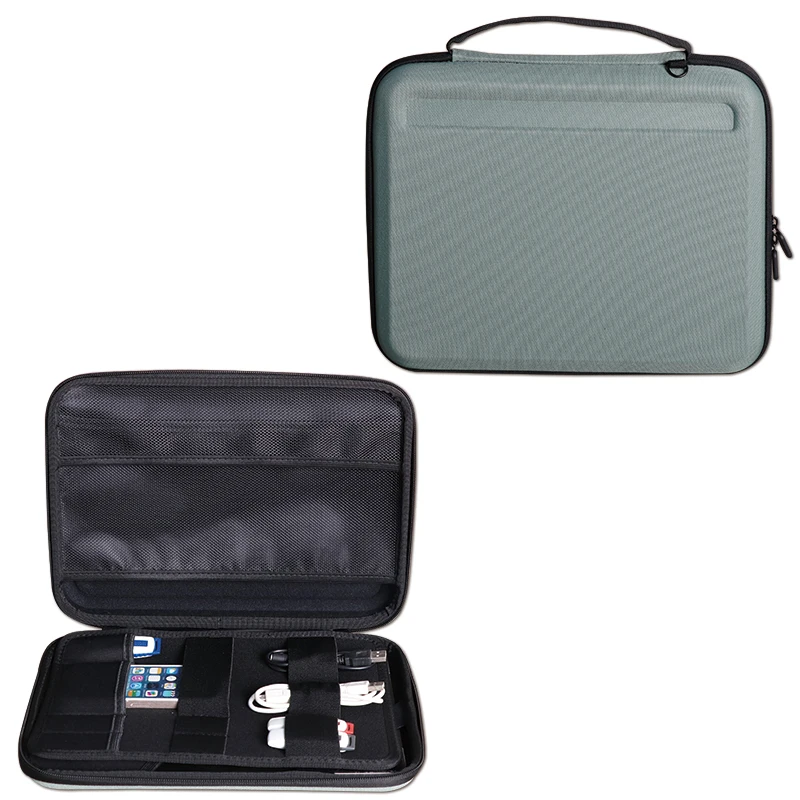 EVA Protective Laptop Sleeve in Green, Anti-Shock Hard Shell Travel Case for 12-14 Inch with Shoulder Strap and Pockets