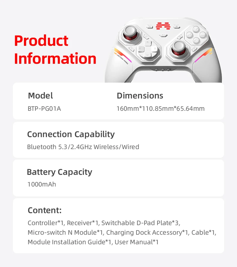 BEITONG PanGu Anpassbarer Modularer Controller Kabelloser Bluetooth-Gamepad Individualisierbarer Gaming-Controller für PC/NS2/Mobilgeräte/Steam – Detail 26