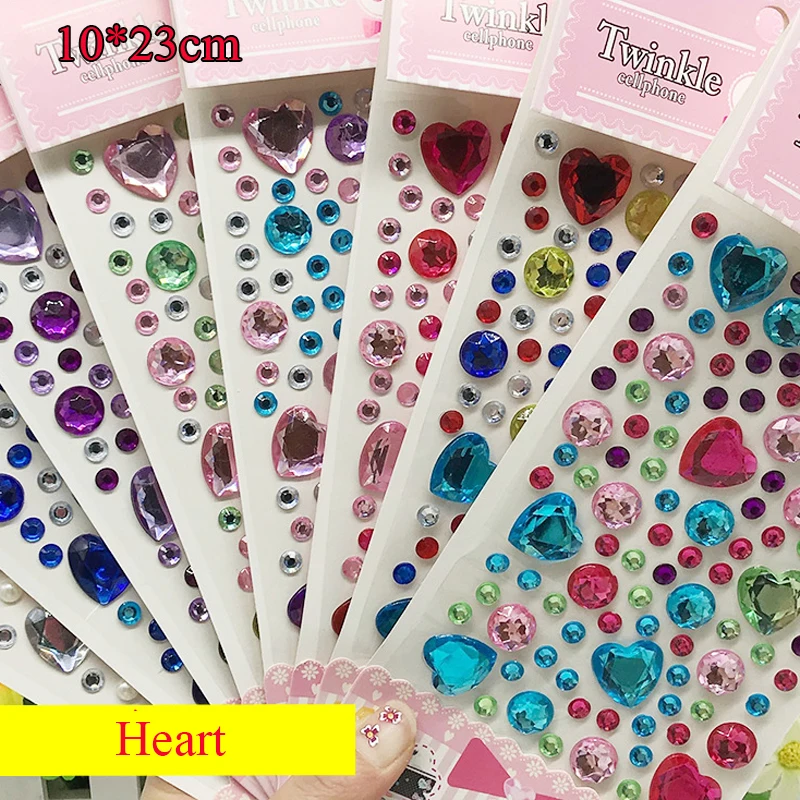 Mixed Color Gem Stickers Self Adhesive Jewels For Child Flower Shape Rhinestones DIY Craft Sticker Crystal Face Makeup Stickers